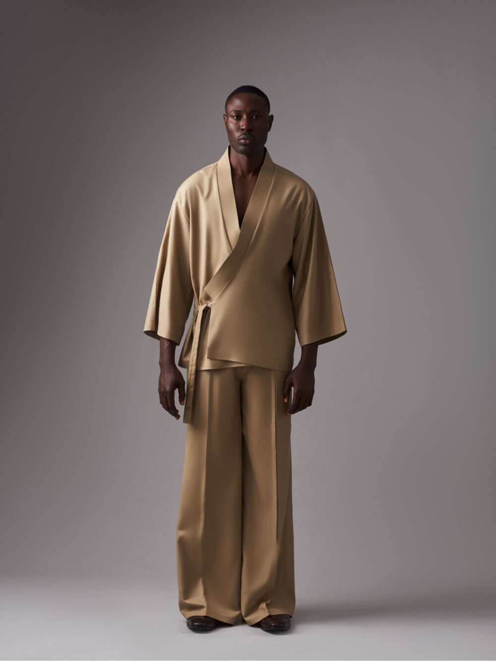 Tan Brown 'Oluwanishola' Kimono and pants
